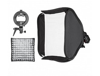 Skládací softbox 80x80 cm s voštinou a držákem pro externí blesk