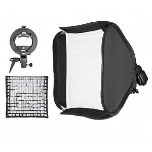 Skládací softbox 80x80 cm s voštinou a držákem pro externí blesk